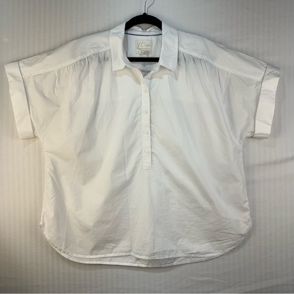 J. Crew White %100 Cotton Buttoned Pop Over Polo Shirt Relaxed Fit Plus Size XXL - Picture 1 of 7